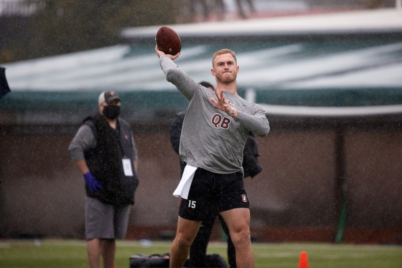 Redshirt junior quarterback Davis Mills (above) is one of a handful Stanford stars hoping to hear their name in the 2021 NFL Draft. (Photo: BOB DREBIN/isiphotos.com)