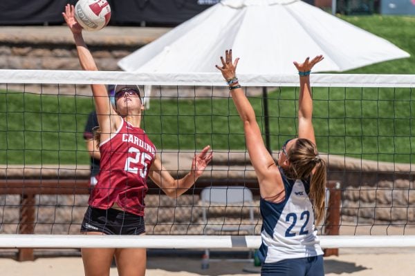 Stanford beach volleyball nearly made an underdog run for the conference title, but No. 1 USC was an unwavering obstacle in the Cardinal's path. Stanford now waits to see if it is selected to be one of eight teams in the NCAA Championship tournament. (Photo: GLEN MITCHELL/isiphotos.com)