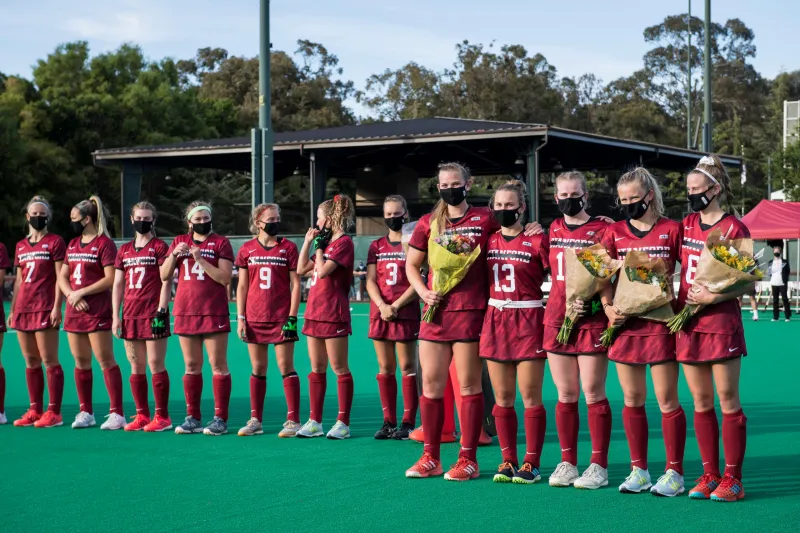 Athletes from field hockey, one of the soon-to-be discontinued sports, protested the university's July 2020 decision all season long. (Photo: KAREN HICKEY/isiphotos.com)