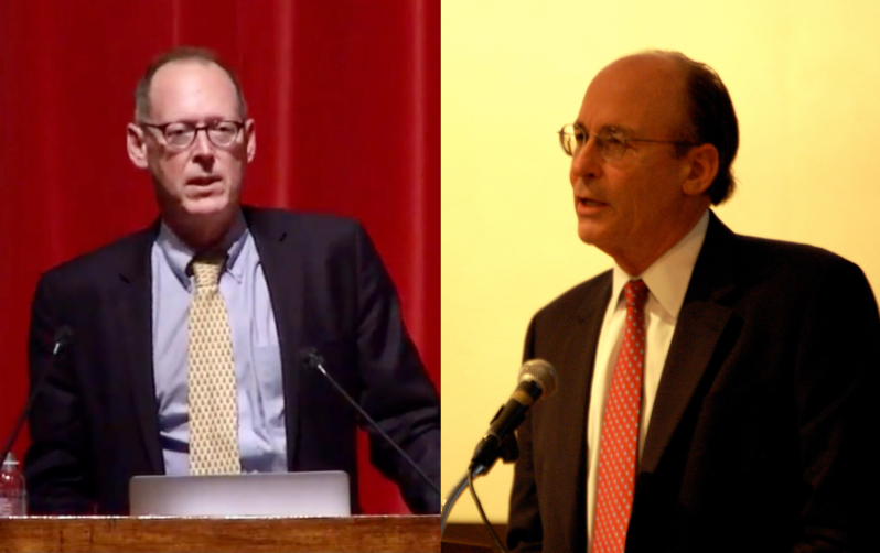 left: photograph of Paul Farmer; right: photograph of Tracy Kidder
