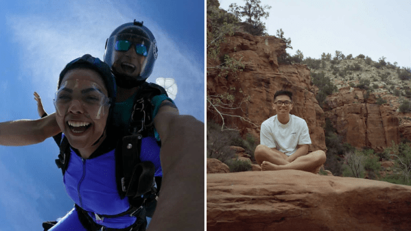 Stanford frosh Mikayla Tillery and Alex Le enjoy their gap years, skydiving and relaxing in nature.

(From left to right, courtesy of Mikayla Tillery and courtesy of Ethan Truong)
