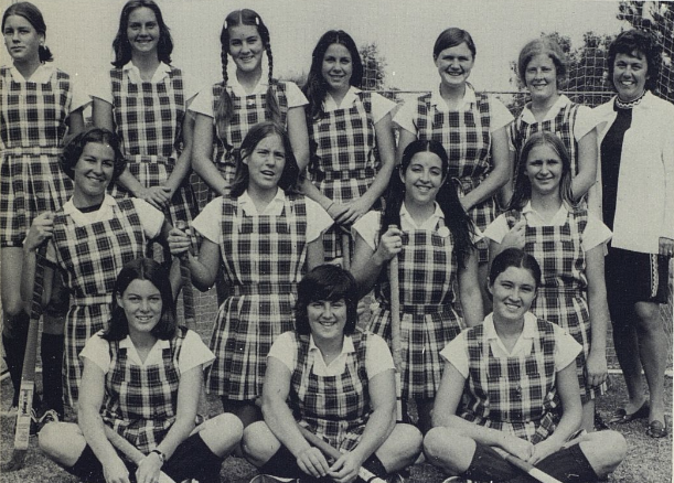 A field hockey team picture from the 1974-75 yearbook