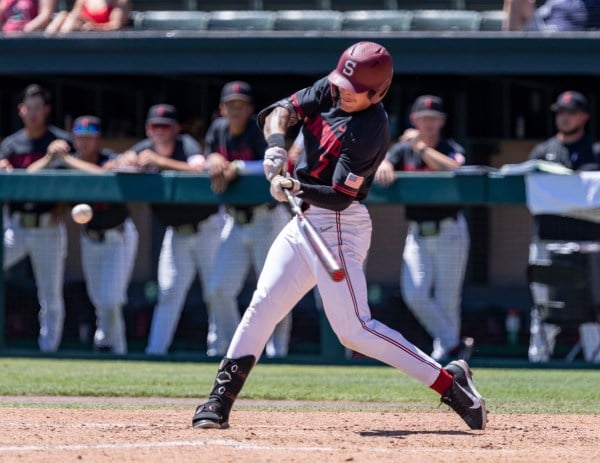 Sophomore outfielder Brock Jones (above) finished with three hits — one  of which was a home run — two runs and five RBIs in Stanford's 14-5 win on Monday. The Cardinal piled on 20 hits as a team in the victory. (Photo: JOHN LOZANO/isiphotos.com)
