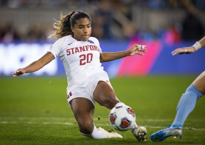 Catarina Macario '21 is one of two former Cardinal women's soccer members named as alternates for the USWNT Olympic roster. Three other former Cardinal will represent the nation at the Olympic Games in Tokyo this summer. (Photo: ERIN CHANG/Stanford Athletics)