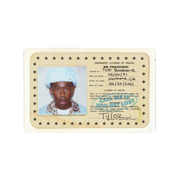 Album cover showing identification card for Tyler Baudelaire
