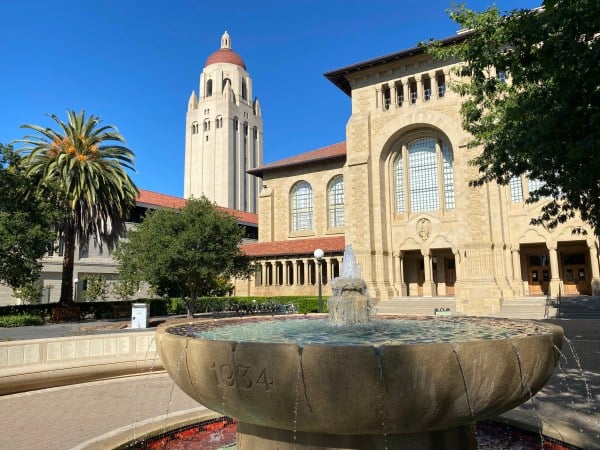 The Stanford Campus featuring the Green Library and Hoover Tower