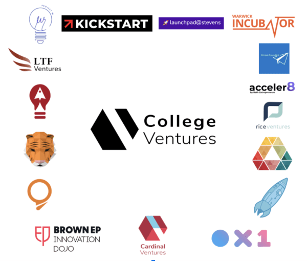 Logos of early College Ventures Network member accelerators