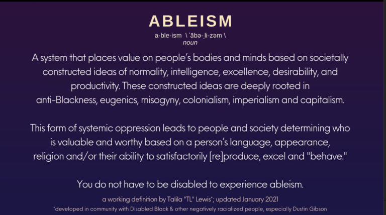 TL Lewis' redefinition of the word ableism