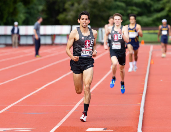Grant Fisher (foreground) racing at Stanford in 2019.
