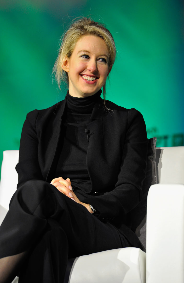 Former Theranos CEO Elizabeth Holmes speaking at a panel