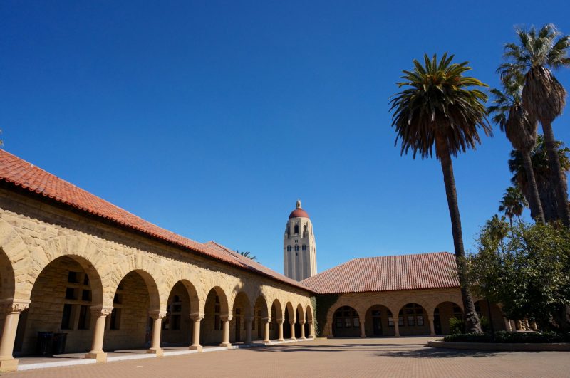 Main Quadrangle with Hoover Tower in the background.
