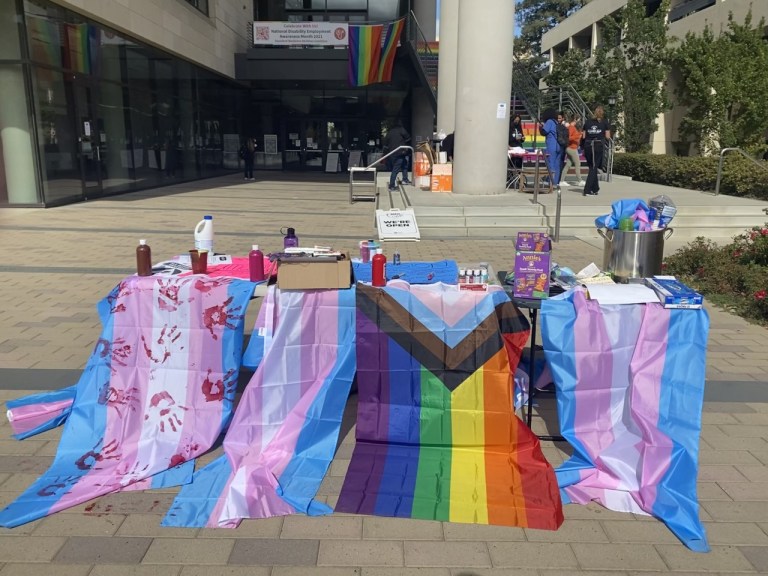 LGBTQ Protest at Li Ka Shing Center at Stanford Medicine. (Photo: Tammer Bagdasarian/The Stanford Daily)