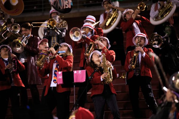 The marching band performs at the Nov. 30 football game against University of Washington