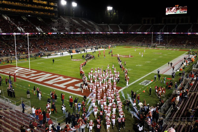 Stanford football team runs onto the field for the Utah game Week 10