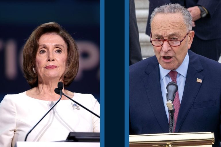 Congresswoman Nancy Pelosi (left) and Senator Chuck Schumer (right)