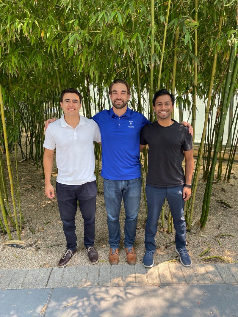 The three leaders of Verne standing in front of bamboo.