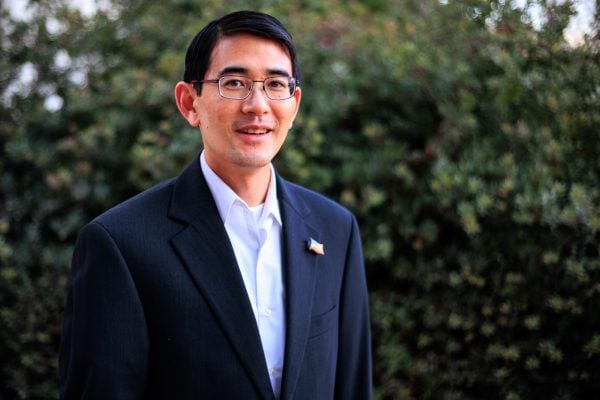 Palo Alto City Councilmember Greg Tanaka, who is running to represent California’s 16th Congressional District, stands for a portrait