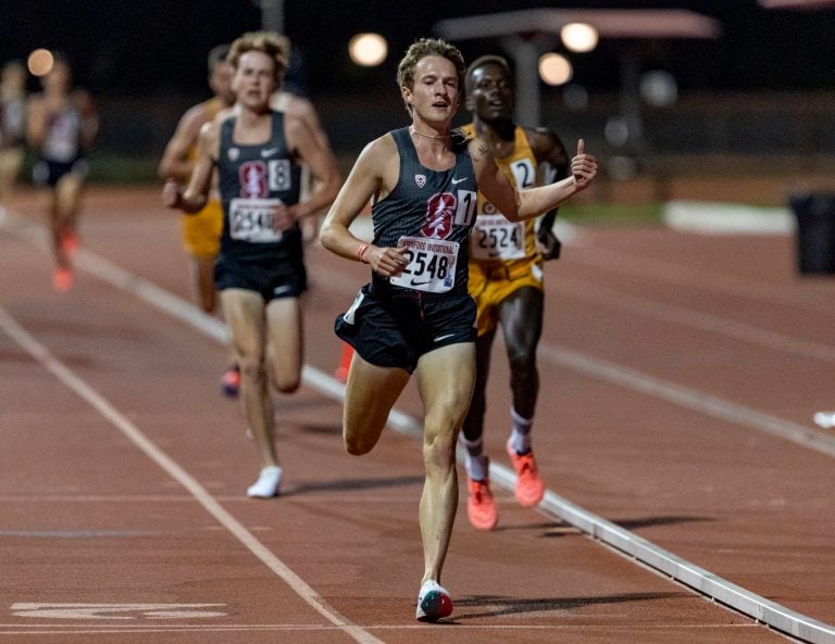 Stanford's Cole Sprout finishes his run strong.