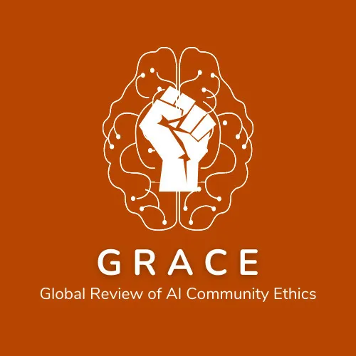 Logo of fist inside of brain with text that reads "GRACE: Global Review of AI Community Ethics"