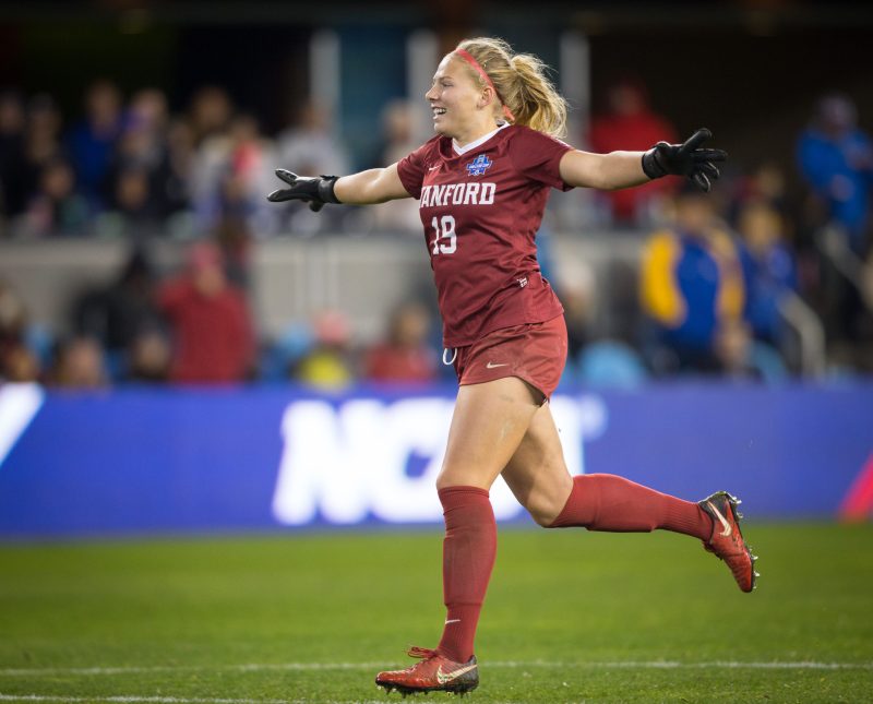 Katie Meyer celebrates during the College Cup in 2019.
