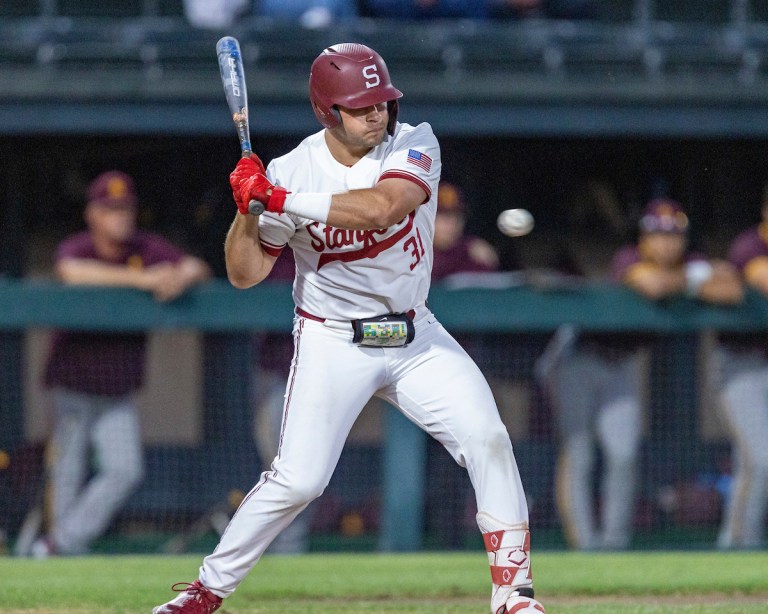 Sophomore infielder Carter Graham hits.