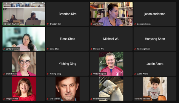 Screenshot of a zoom screen with members of the graduate student council.