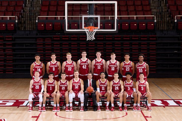 The Stanford men's basketball team poses for a photo