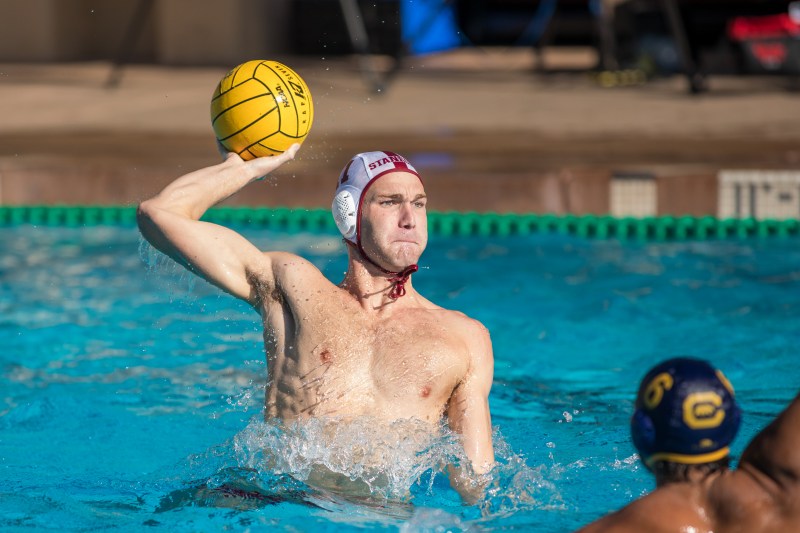 Graduate student driver Quinn Woodhead loading for a shot against UC Berkeley on Nov. 20, 2021. In the Bruno Classic, the team leader helped the Cardinal to victory with his 11 total goals. (Photo: Scott Gould/ISI Photos)