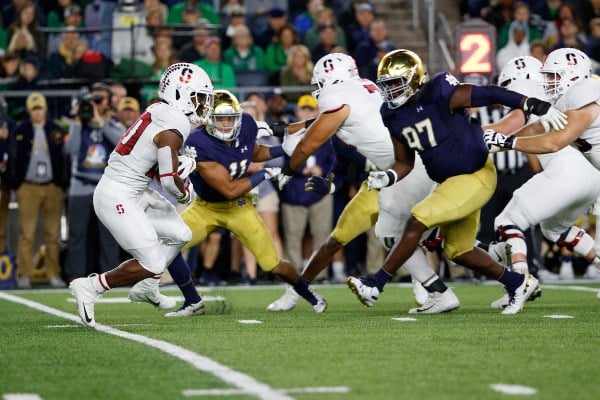 Bryce Love (20) against Notre Dame in 2018.