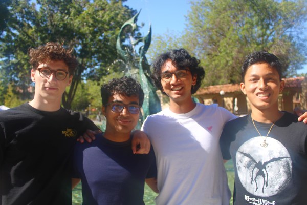 The AdmitYogi team pictured from left to right: Peter Alisky '26, Ananth Veluvali '26, Atman Jahagirdar '26 and Soham Govande '26. (Photo courtesy of AdmitYogi)