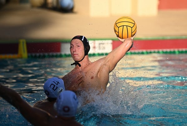 Junior driver Jackson Painter getting ready to shoot a goal against Loyola Marymount with ball in hand