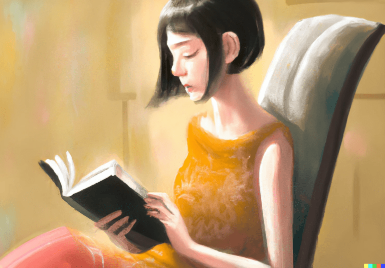 A woman reading a book