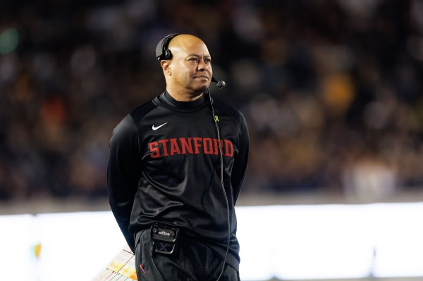 David shaw stands with his headset on