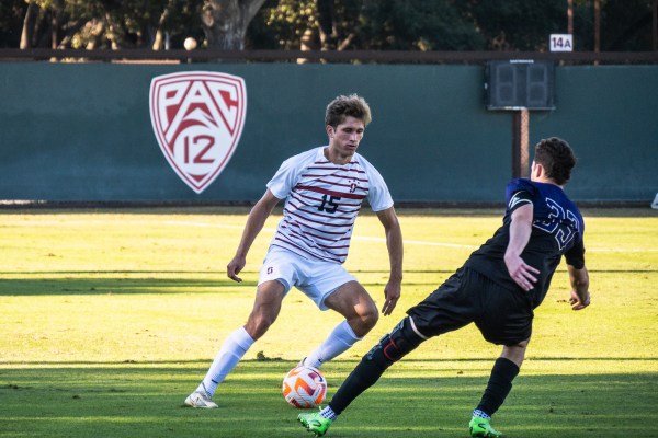 Freshman midfielder Will Cleary in Sunday afternoon's contest. Cleary contributed a shot on goal in the team's 3-3 tie. (Photo: BRAD YAC-DIAZ/The Stanford Daily)
