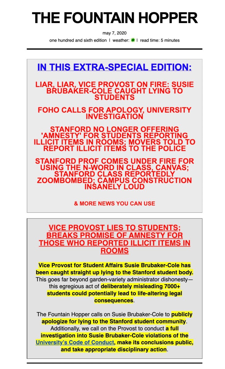 Who and what is the Fountain Hopper? A history of Stanford’s unofficial tabloid-esque newsletter