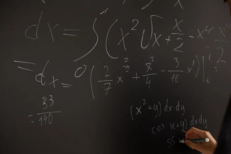 Picture of math equations on a chalkboard