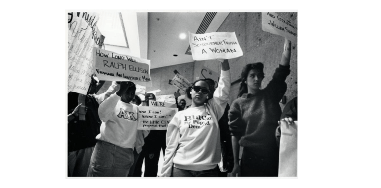 Students protest against Western Civilization requirement at Stanford.