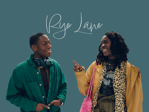 Dom and Yas from "Rye Lane," with the text "Rye Lane" above them.