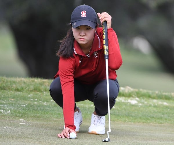 Sophomore Rose Zhang sizes up a put during an event back in October.