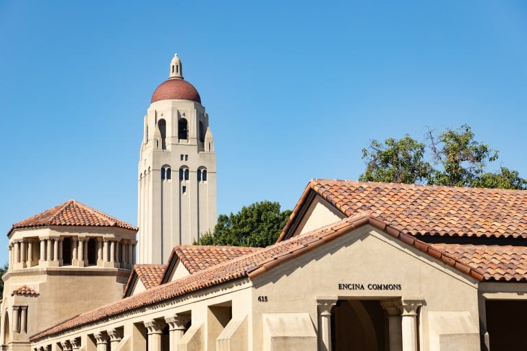 Hoover Tower behind Encina Commons