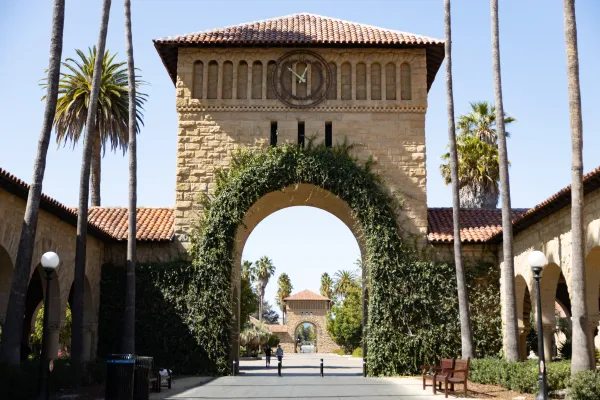 An arch on one corner of Memorial Quad.