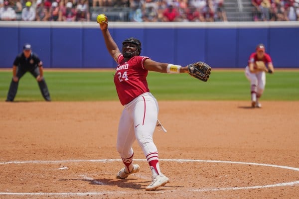 NiJaree Canady in a game in the college world series.