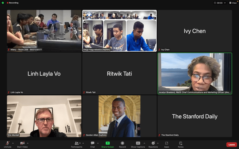 Screenshot of the UGS meeting over zoom on Wednesday night, including speakers from R&DE.