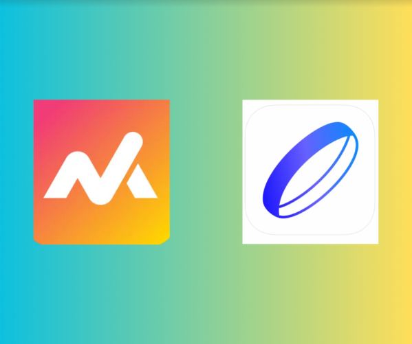 The graphic shows the logos for the two apps: Mixer and Wristband. Mixer, on the left, has an orange background with a white "M" while Wristband has a white background with a blue wristband in the center.