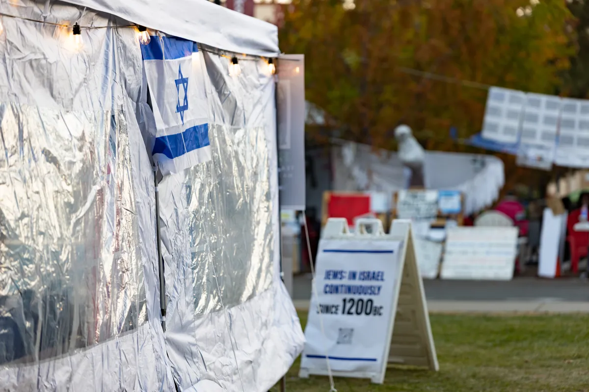 Pro-Israel tent set up across from sit-in