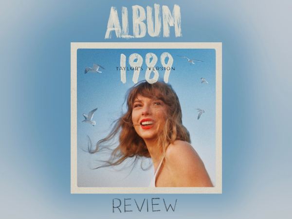 "1989 (Taylor's Version)" album cover with light blue background, bordered by "Album Review."