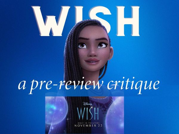 A poster with a deep blue background with "Wish, a pre-review critique" written on it.