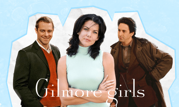 a graphic of Lorelai Gilmore, Christopher and Luke