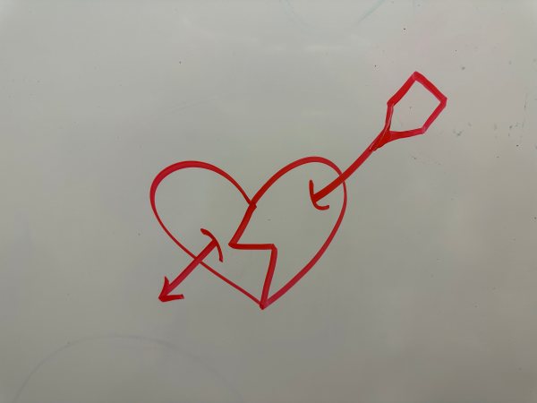 A really badly drawn heart with an arrow through it