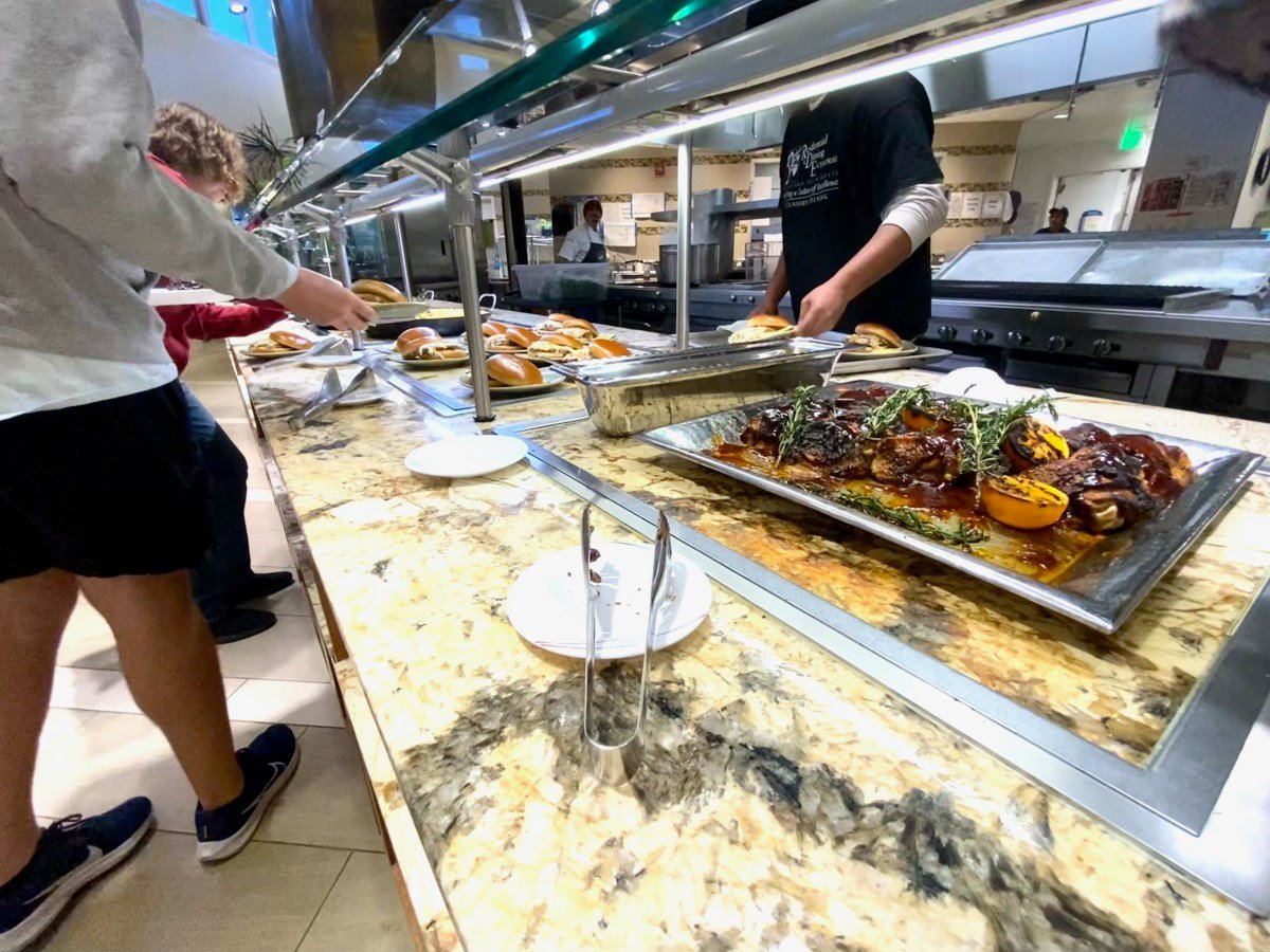 A photo of the dining hall options served on MLK Jr. Day, including sandwiches and meat.